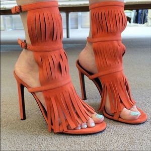 Gucci Becky Suede Fringe High Heel Sandal